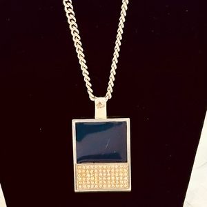 Ann Taylor Dark Blue(Navy) Silver Pendant. Never Worn.